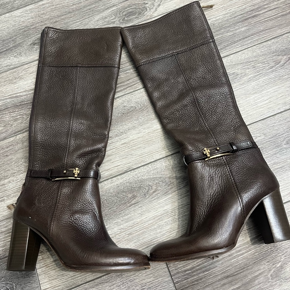 Tory Burch Brown Leather Knee-High Boots